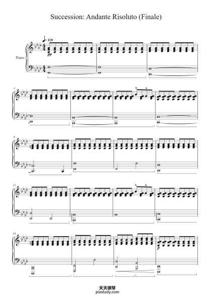 “Succession: Andante Risoluto (Finale)”钢琴谱-Music:
N. Britell-免费下载-天天钢琴
