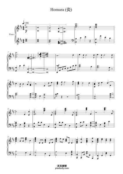 “Homura (炎)”钢琴谱-Anime Pro - Anime on Piano-免费下载-天天钢琴