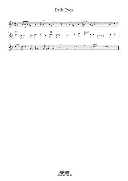 “Dark Eyes”钢琴谱--Traditional-免费下载-天天钢琴