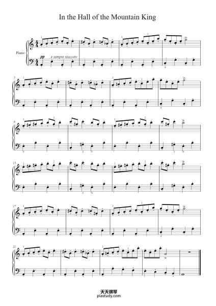 “Peer Gynt, Op. 23: In the Hall of the Mountain King”钢琴谱-Edvard Grieg-免费下载-天天钢琴