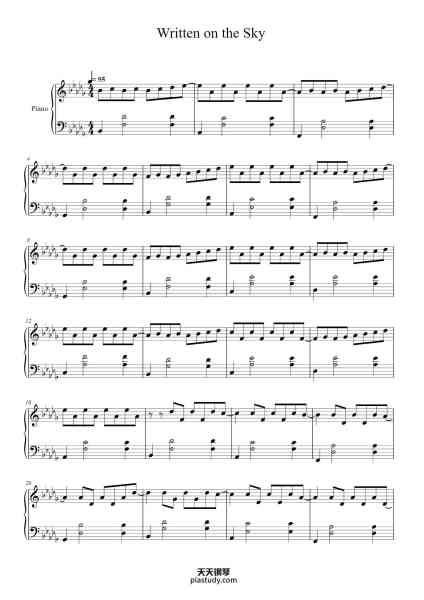 “Written on the Sky”钢琴谱-Max Richter-免费下载-天天钢琴