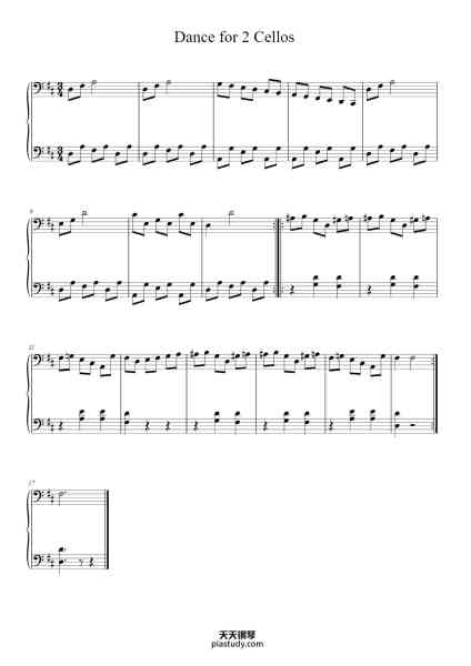 “Dance for 2Cellos”钢琴谱-Beethoven-免费下载-天天钢琴