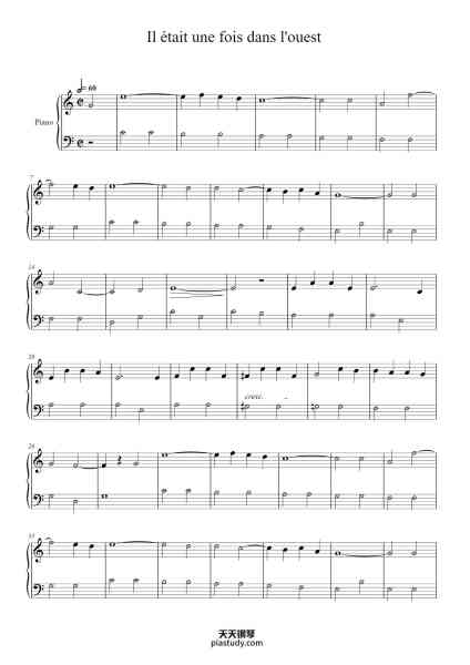 “Il était une fois dans l'Ouest”钢琴谱-Ennio Morricone-免费下载-天天钢琴
