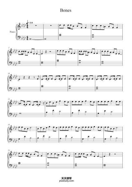 “Bones”钢琴谱-Wesley Steenbergen-免费下载-天天钢琴