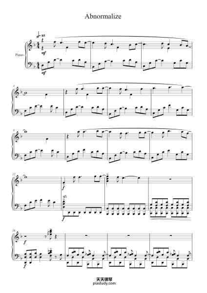 “Abnormalize - Piano Arrangement”钢琴谱-Transcribed by dinhosaurrx-免费下载-天天钢琴