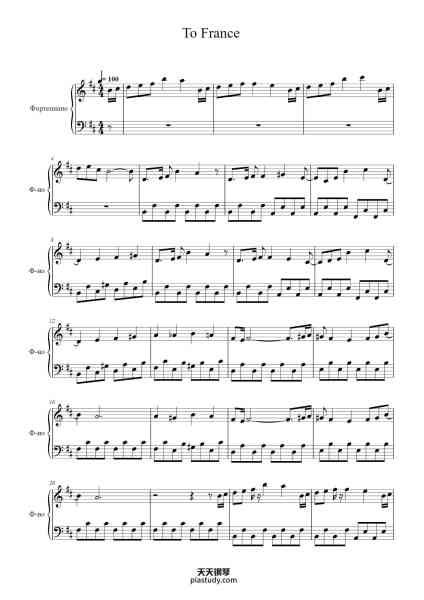 “To France”钢琴谱-Mike Oldfield-免费下载-天天钢琴