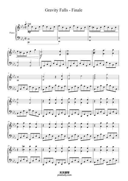 “Gravity Falls - Finale”钢琴谱-Brad Breeck arr. ThePandaTooth rev. Bryce Poindexter-免费下载-天天钢琴