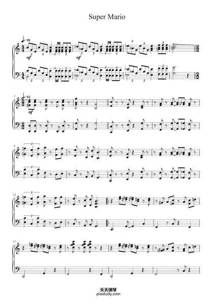 “Super Mario”钢琴谱-Words & Music by Koji Kondo-免费下载-天天钢琴