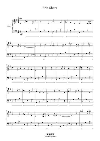 “Erin Shore”钢琴谱-Irish Traditional Arr: Kat S-免费下载-天天钢琴