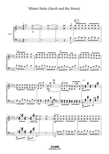 “Minari Suite (Jacob and the Stone)”钢琴谱-Composer: Emile Mosserei
Transcribed by Isabelle Liu-免费下载-天天钢琴