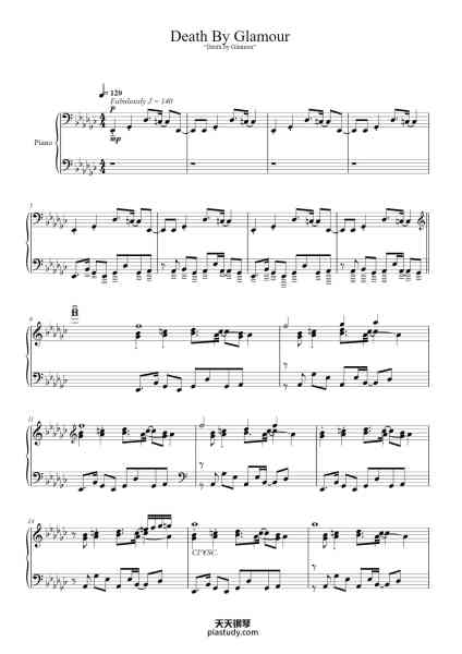 “Death By Glamour”钢琴谱-Composition by Toby Fox-免费下载-天天钢琴