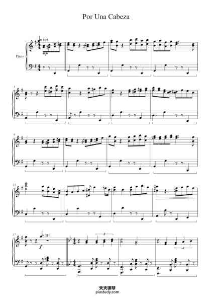 “Por Una Cabeza”钢琴谱-Nicola Benedetti-免费下载-天天钢琴