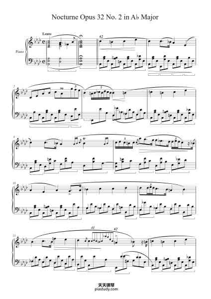 “Nocturne in A♭ Major, Op. 32, No. 2”钢琴谱-Frédéric François Chopin
(1810 - 1849)-免费下载-天天钢琴