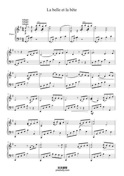 “La belle et la bête”钢琴谱-Arr. M. Côté-免费下载-天天钢琴