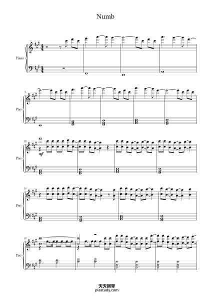 “Numb”钢琴谱-Linkin Park-免费下载-天天钢琴