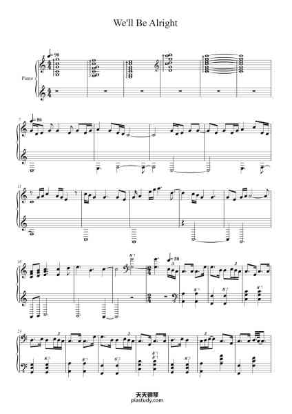 “We'll Be Alright”钢琴谱-Babgia Rypont-免费下载-天天钢琴
