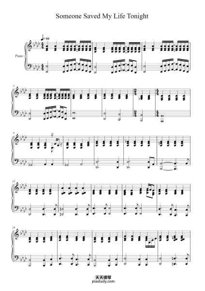 “Someone Saved My Life Tonight”钢琴谱-John/Taupin-免费下载-天天钢琴