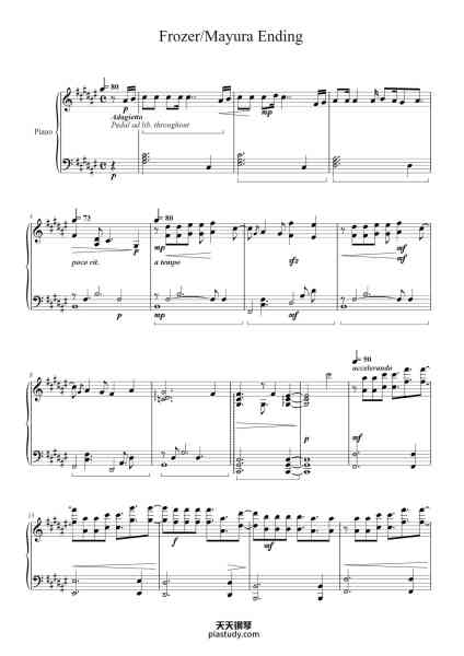 “Miraculous Ladybug - Frozer/Mayura Ending (piano)”钢琴谱-Composed by Noam Kaniel/Jeremy Zag
Arranged by Edriane Maglinte-免费下载-天天钢琴