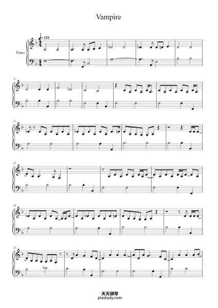 “Vampire”钢琴谱-Wesley Steenbergen-免费下载-天天钢琴