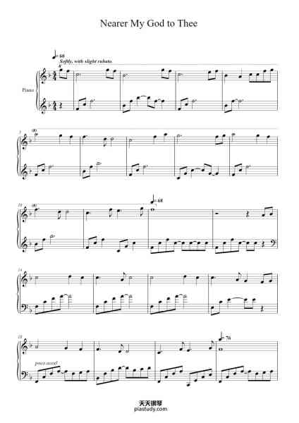 “Nearer, My God, to Thee”钢琴谱-Arranged by Josh Hendershot-免费下载-天天钢琴