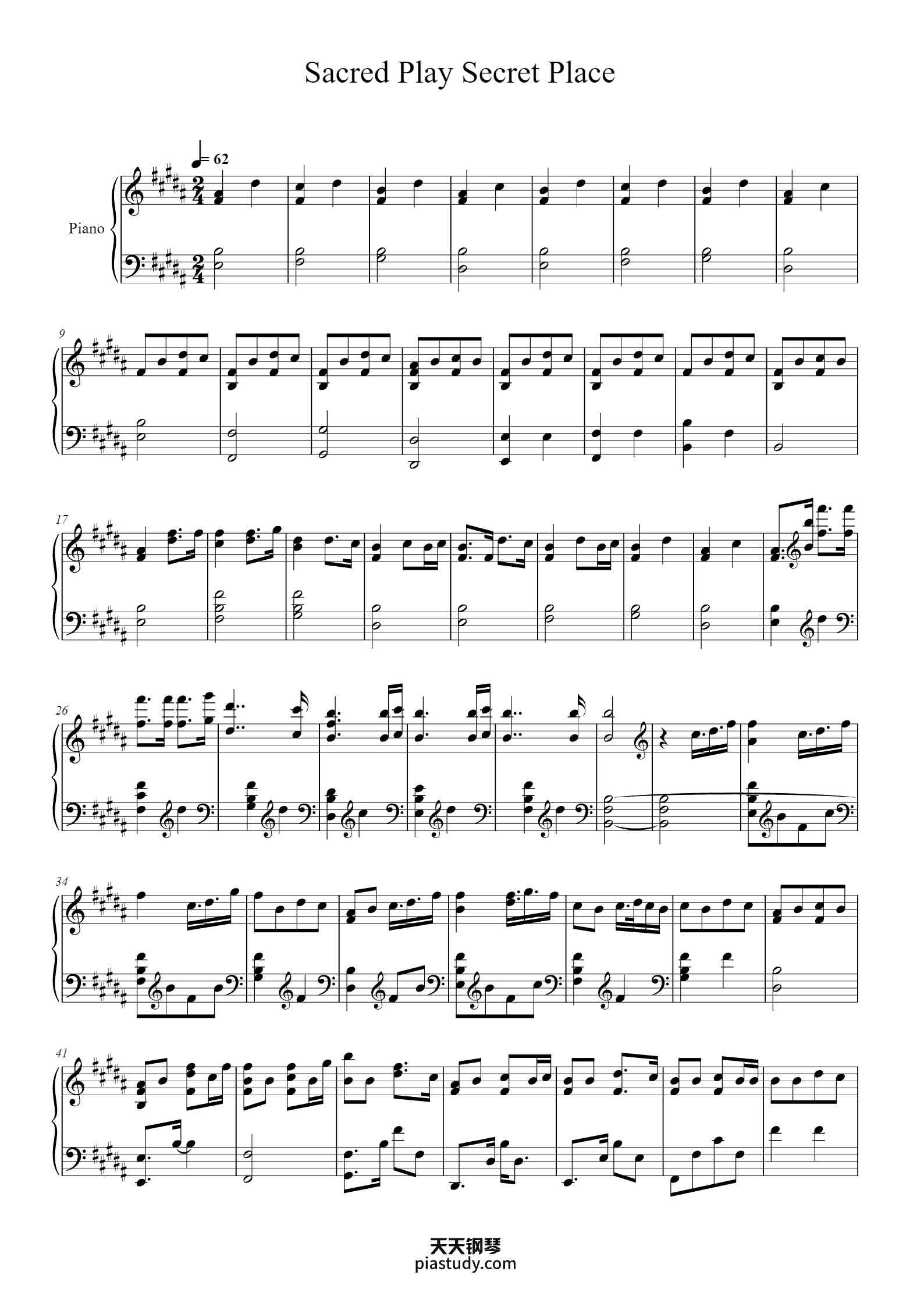 Sacred Play Secret Place钢琴谱 - Matryoshka - free piano sheet music