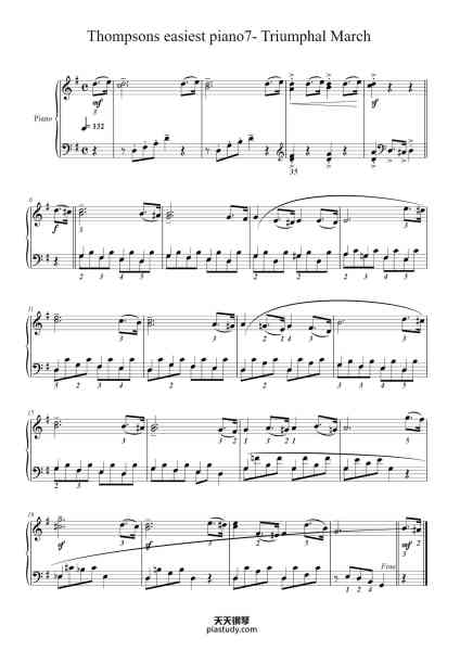 “Thompsons easiest piano7- Triumphal March”钢琴谱-John Thompson-免费下载-天天钢琴