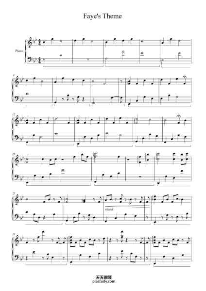 “Faye's Theme”钢琴谱-Composer: Kan Gao Transcribers: Andrés FN & Ryan-免费下载-天天钢琴