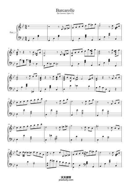 “The Seasons, Op. 37a: June. Barcarolle”钢琴谱-Pyotr Ilyich Tchaikovsky-免费下载-天天钢琴
