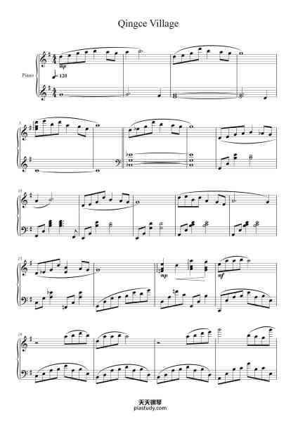 “Qingce Village”钢琴谱-Yu-Peng Chen-免费下载-天天钢琴