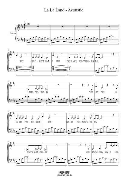 “La La Land - Acoustic”钢琴谱-Geofbrook-免费下载-天天钢琴