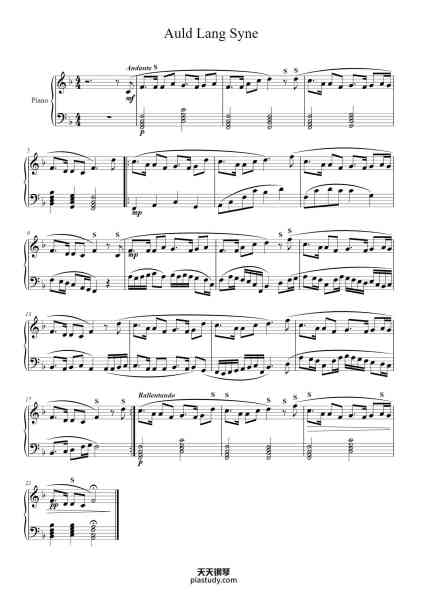 “Auld Lang Syne”钢琴谱-Arrangement: Pierre-Paul Daneels Novembre 2014-免费下载-天天钢琴