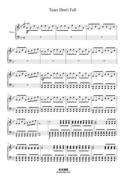 “Tears Don't Fall”钢琴谱-Bullet For My Valentine-免费下载-天天钢琴