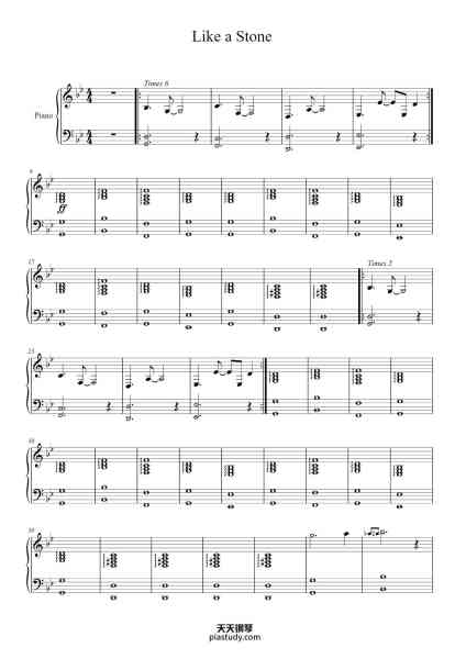 “Like a Stone”钢琴谱-Audioslave-免费下载-天天钢琴