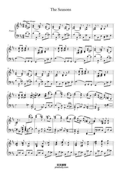 “The Seasons, Op. 37a - Pyotr Ilyich Tchaikovsky”钢琴谱-Pyotr Ilyich Tchaikovsky-免费下载-天天钢琴