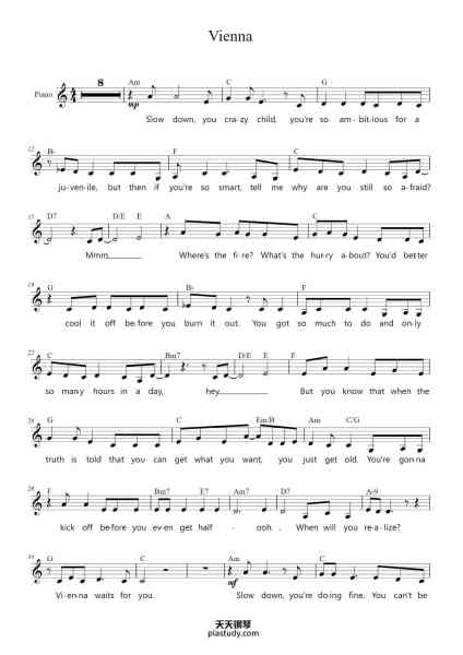 “Vienna”钢琴谱-Billy Joel-免费下载-天天钢琴