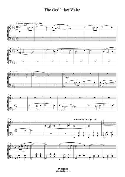 “The Godfather Waltz”钢琴谱-By NINO ROTA-免费下载-天天钢琴