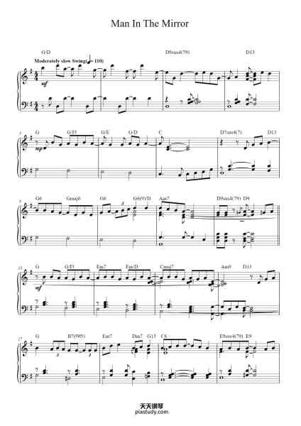 “Man In The Mirror”钢琴谱-Words and Music by GLEN BALLARD
and SIEDAH GARRETT-免费下载-天天钢琴
