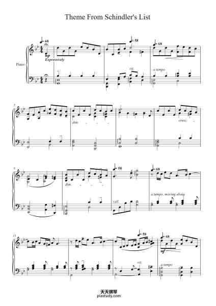 “Theme from Schindler's List”钢琴谱-JOHN WILLIAMS-免费下载-天天钢琴