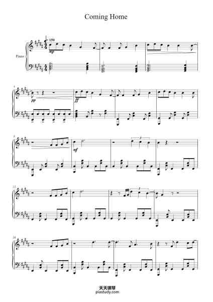 “Coming Home”钢琴谱-Sheppard Arranged: Jason Zhu-免费下载-天天钢琴