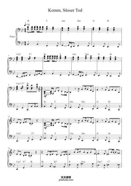 “Komm, Süsser Tod”钢琴谱-Original composer: Shirō Sagisu 
-免费下载-天天钢琴