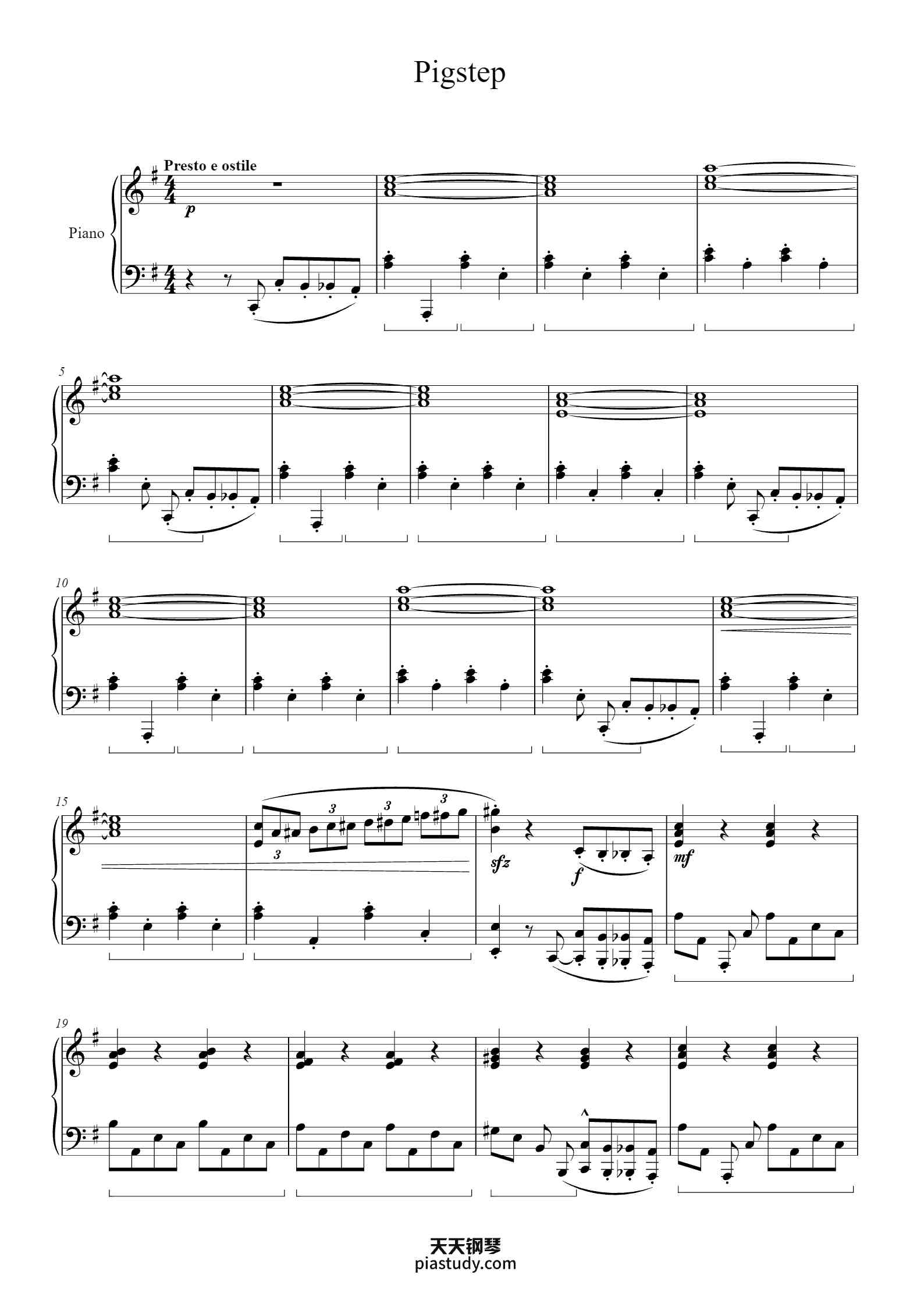 Pigstep Notes 'Pigstep' - Piano Sheet Music By Arclair Kitche | TOPiano
