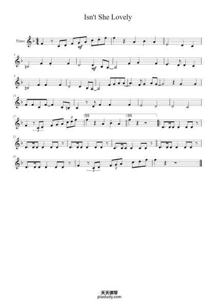 “Isn't She Lovely”钢琴谱--免费下载-天天钢琴