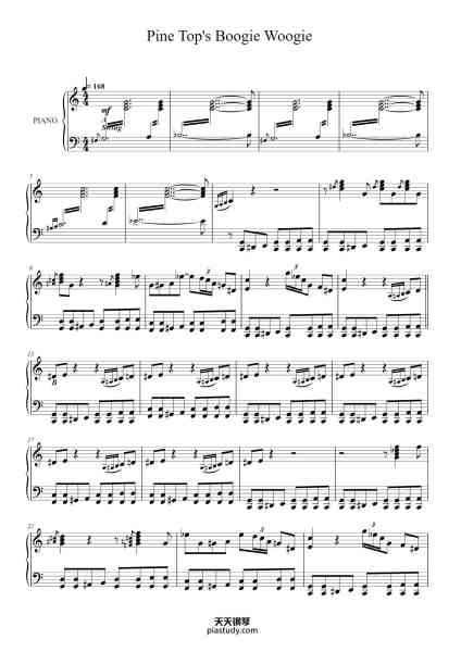“Pine Top's Boogie Woogie”钢琴谱-Clarence “Pine Top” Smith-免费下载-天天钢琴
