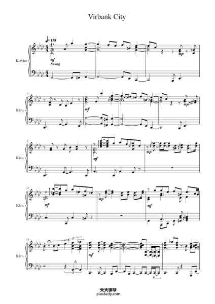 “Virbank City (Pokemon Black and White 2) Piano Arrangement”钢琴谱-Hitomi Sato Arr. by DriedFruit鬼-免费下载-天天钢琴