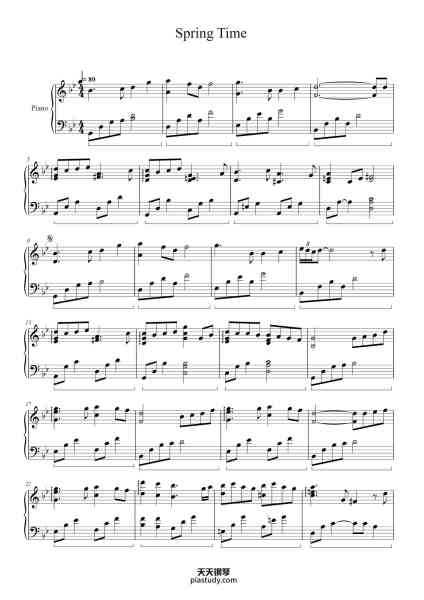 “Spring Time”钢琴谱-Yiruma
Transcribed by Duy Bean
-免费下载-天天钢琴