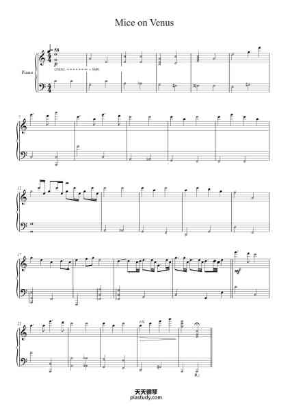 “Mice on Venus”钢琴谱-By C418
Arr: D Kardell-免费下载-天天钢琴