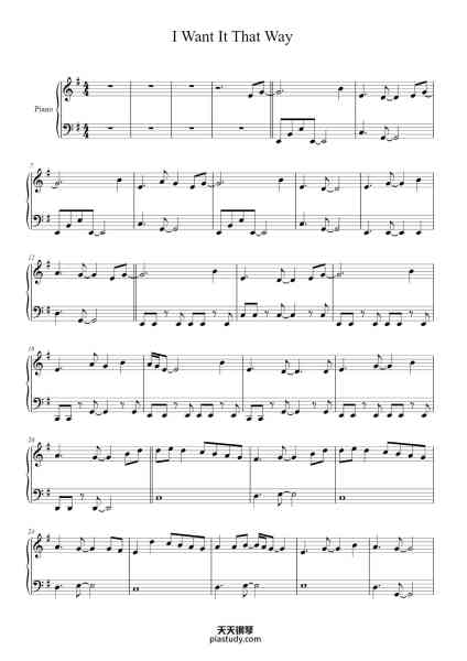 “I Want It That Way”钢琴谱-Backstreet Boys-免费下载-天天钢琴