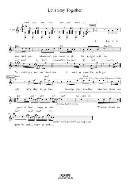 “Let's Stay Together”钢琴谱-Al Green, Willie Mitchell, Al Jackson-免费下载-天天钢琴