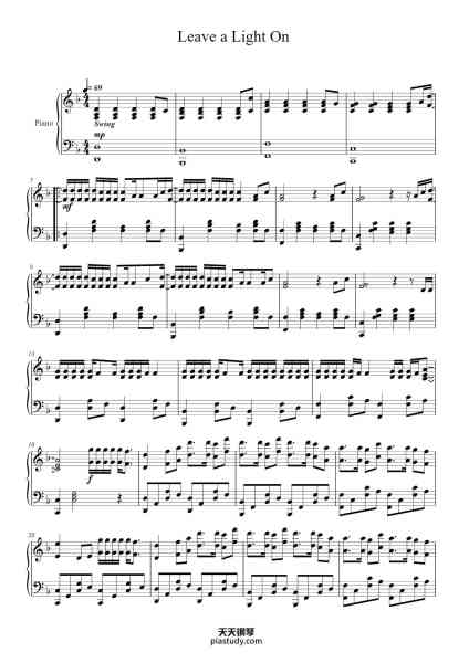 “Leave a Light On”钢琴谱-Tom Walker-免费下载-天天钢琴