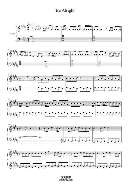 “Be Alright”钢琴谱-Wesley Steenbergen-免费下载-天天钢琴